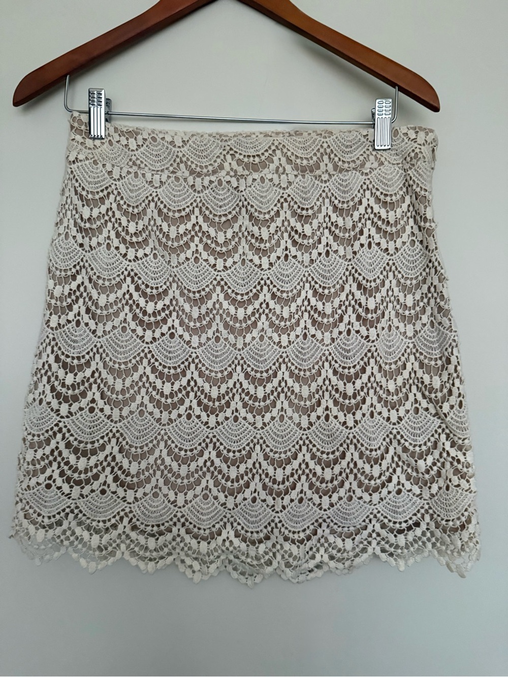 Vintage Y2K Forever21 Love Cream Cotton Lace Overlay Mini Skirt M  Boho Romantic